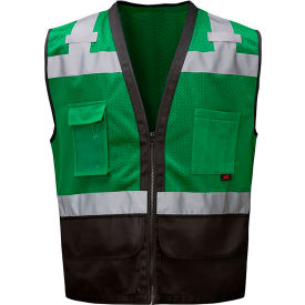 GSS Safety LLC 1208-4XL/5XL GSS Enhanced Visibility Premium Heavy Duty Vest w/ Multi Pockets, 4XL/5XL, Forest Green image.