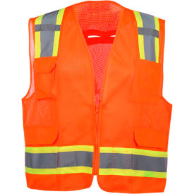 GSS Safety LLC 1504-MD GSS Safety 1504 Premium Class 2 Fall Protection Mesh 6 Pockets Safety Vest, Orange,  Medium image.