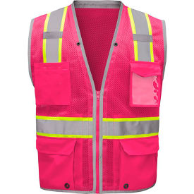 GSS Safety LLC 1719-2XL/3XL GSS Enhanced Visibility Hype-Lite Heavy Duty Vest, 2XL/3XL, Pink image.