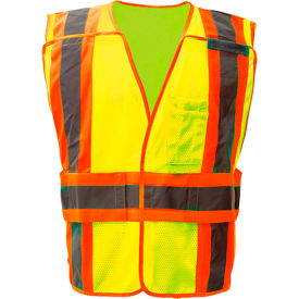 GSS Safety LLC 1803-2XL/4XL GSS Safety 1803 Class 2 Waist Adjustable Breakaway Vest with 2 Pockets, Lime, 2XL/4XL image.