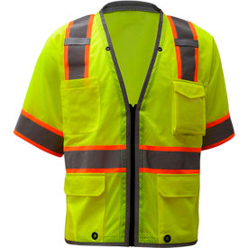 GSS Safety LLC 2701-XL GSS Safety 2701, Class 3, Heavy Duty Safety Vest, Lime, XL image.