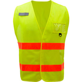GSS Safety LLC 3111 GSS Safety Incident Command Vest - Lime with Orange Prismatic Tape-One size Fits All image.