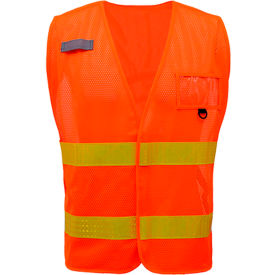 GSS Safety LLC 3112 GSS Safety Incident Command Vest- Orange Vest w/Lime Prismatic Tape-One size Fits All image.