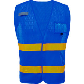 Incident Command Vest- Blue Vest w/Lime Prismatic Tape, One Size Fits All view 2