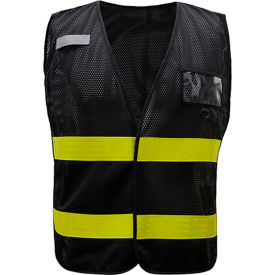 GSS Safety LLC 3115 GSS Safety Incident Command Vest- Black Vest w/Lime Prismatic Tape-One size Fits All image.