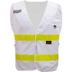 GSS Safety LLC 3118 GSS Safety Incident Command Vest- White w/ Lime Prismatic Tape-One size Fits All image.