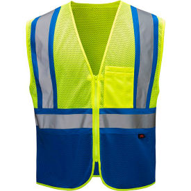 GSS Safety LLC 3131-2XL/3XL GSS Enhanced Visibility Vest , 2XL/3XL, Lime w/ Blue Bottom image.