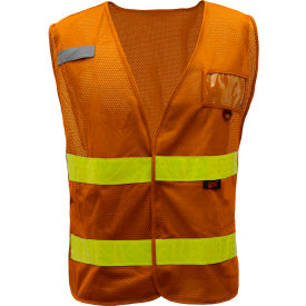 GSS Safety LLC 4112 GSS Safety Incident Command Vest- Brown w/ Lime Prismatic Tape-One size Fits All image.