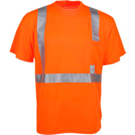 Standard Class 2 Moist Wicking Short Sleeve Safety T-Shirt Large w/ Logo Orange Kenco 