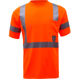 GSS Safety LLC 5008-L TALL GSS Safety 5008, Class 3, Hi-Viz Moisture Wicking Birdseye Short Sleeve T-Shirt, Orange, L Tall image.