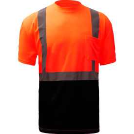 GSS Safety LLC 5112-XL TALL GSS Safety 5112, Class 2, Microfiber Birdseye Short Sleeve T-Shirt W/ Black Bottom, Orange, XL Tall image.