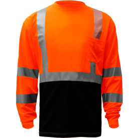 GSS Safety 5114, Class 3, Microfiber Birdseye Long Sleeve T-Shirt W/ Black Bottom, Orange, S GSS Safety 5114, Class 3, Microfiber Birdseye Long Sleeve T-Shirt W/ Black Bottom, Orange, S