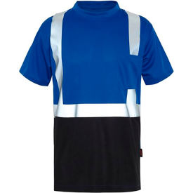 GSS Safety NON-ANSI Multi Color Short Sleeve Safety T-shirt with Black Bottom-Blue-LG