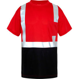 Multi Color Short Sleeve Safety T-shirt with Black Bottom-Red-5XL view 2