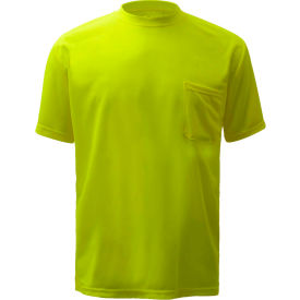 GSS Safety LLC 5501-2XL GSS Safety 5501 Moisture Wicking Short Sleeve Safety T-Shirt with Chest Pocket - Lime, 2XL image.