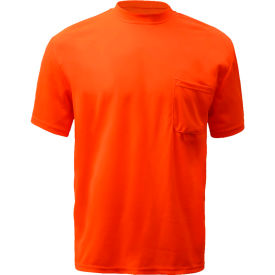 Moisture Wicking Short Sleeve Safety T-Shirt with Chest Pocket - Orange, 2XL view 2