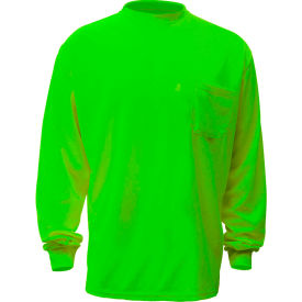 Moisture Wicking Long Sleeve Safety T-Shirt with Chest Pocket, Lime, 2XL view 2