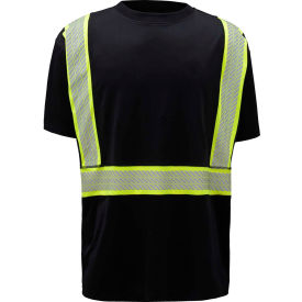 GSS Safety LLC 5703-MD GSS Safety Non-ANSI Onyx Two-Tone Anti-Snag T-Shirt w/Segment Tape-Black-MD image.