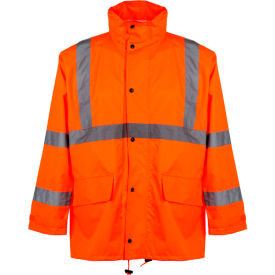 GSS Safety LLC 6002-4XL/5XL GSS Safety 6002 Class 3 Rain Coat with 2 Patch Pockets, Orange, 4XL/5XL image.