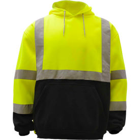 GSS Safety LLC 7001-3XL GSS Safety 7001 Class 3 Pullover Fleece Sweatshirt with Black Bottom, Lime, 3XL image.
