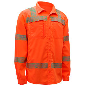 GSS Safety Class 3 New Designed Lightweight Shirt Rip Stop Bottom Down Shirt w/SPF 50+ Orange-MD