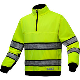 GSS Safety LLC 7521-LG GSS Onyx Job Shirt w/ 1/4" Zipper, Class 3, Polyester Fleece, Lime, Large image.