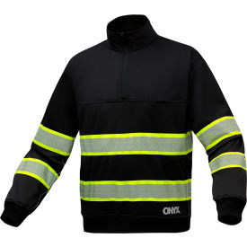 GSS Safety LLC 7523-MD GSS Onyx Enhanced Visibility Job Shirt w/ 1/4" Zipper, Polyester Fleece, Black, Medium image.