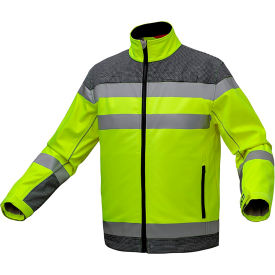 GSS Safety LLC 7531-2XL GSS Quartz Performance SoftShell Sweatshirt, Polyester, Class 3, Lime, 2XL image.
