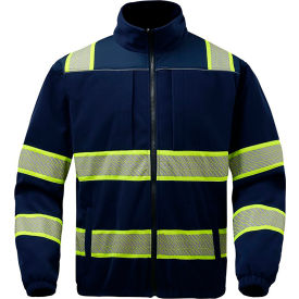 GSS Safety LLC 7552-LG GSS Onyx Enhanced Visibility Full Zip Jacket, Polyester Fleece, Navy, Large image.