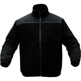 GSS Safety LLC 7553-2XL GSS Onyx Enhanced Visibility Full Zip Jacket, Polyester Fleece, Black, 2XL image.