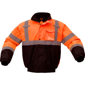 GSS Safety 8002 Class 3 Waterproof Quilt-Lined Bomber Jacket, Orange/Black, Large