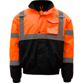 GSS Safety LLC 8002-3XL GSS Safety 8002 Class 3 Waterproof Quilt-Lined Bomber Jacket, Orange/Black, 3XL image.
