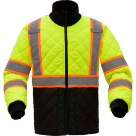 GSS Safety LLC 8007-2XL GSS Safety 8007 Quilted Jacket, Class 3, Lime/Black, 2XL image.