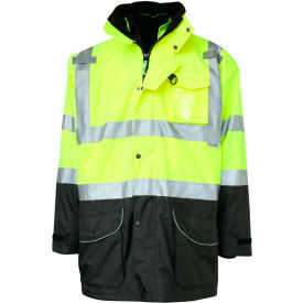 GSS Safety LLC 8503-4XL GSS Safety Hi-Visibility Class 3 7-In-1 All Seasons Waterproof & Breathable Jacket, Lime/Black, 4XL image.