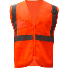 GSS Safety LLC 1010-4XL/5XL GSS Safety Standard Class 2 Mesh Zipper Safety Vest-Orange-4XL/5XL image.