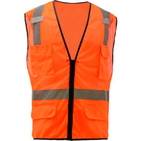 GSS Safety LLC 1506-LG GSS Safety 1506 Multi-Purpose Class 2 Mesh Zipper 6 Pockets Safety Vest, Orange, Large image.