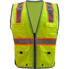 GSS Safety LLC 1703-2XL GSS Safety Class 2 Hype-Lite Safety Vest w/Black Side-Lime-2XL image.