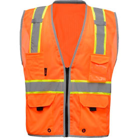 GSS Safety LLC 1704-2XL GSS Safety Class 2 Hype-Lite Safety Vest w/Black Side-Orange-2XL image.