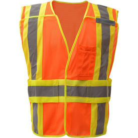 GSS Safety LLC 1804-MD/XL GSS Safety 1804 Class 2 Waist Adjustable Breakaway Vest with 2 Pockets, Orange, MD/XL image.
