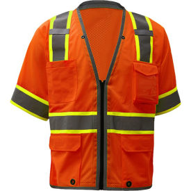 GSS Safety LLC 2702-3XL GSS Safety 2702, Class 3, Heavy Duty Safety Vest, Orange, 3XL image.