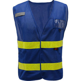 GSS Safety LLC 3113 GSS Safety Incident Command Vest- Blue Vest w/Lime Prismatic Tape-One size Fits All image.