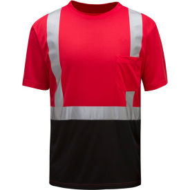 GSS Safety LLC 5124-3XL GSS Safety NON-ANSI Multi Color Short Sleeve Safety T-shirt with Black Bottom-Red-3XL image.