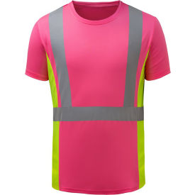 GSS Safety LLC 5126-3XL GSS Safety Non-ANSI Lady Short Sleeve T-shirt Pink with Lime Side-3XL image.