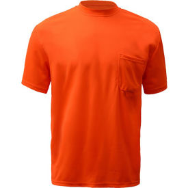 GSS Safety LLC 5502-2XL GSS Safety 5502 Moisture Wicking Short Sleeve Safety T-Shirt with Chest Pocket - Orange, 2XL image.
