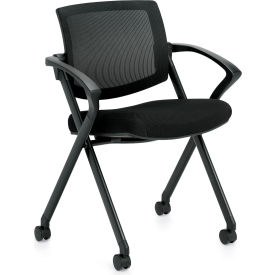 Global Industries Otg OTG11340B Offices To Go™ Mesh Back Flip Seat Nesting Chair - Black image.