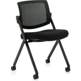 Global Industries Otg OTG11341B Offices To Go™ Mesh Back Flip-Seat Nesting Chair - Armless - Black image.