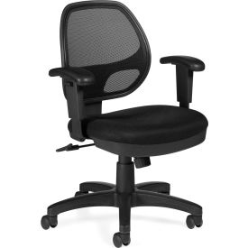 Offices To Go™ Mesh Back Task Chair with Arms - Fabric - Black Offices To Go™ Mesh Back Task Chair with Arms - Fabric - Black