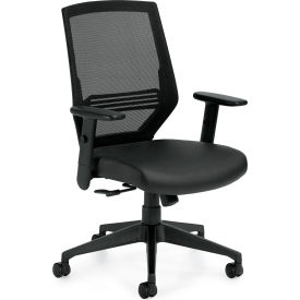 Offices To Go™ Mesh High Back Management Chair with Luxhide Seat - Black Offices To Go™ Mesh High Back Management Chair with Luxhide Seat - Black