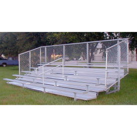 Gt Grandstands By Ultraplay NA-0433DLX_CL 4 Row GTG Aluminum Bleacher with Mid-Aisle & Guardrail, 33 Long, Double Footboard image.