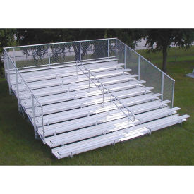 Gt Grandstands By Ultraplay NA-0821DLX_CL 8 Row GTG Aluminum Bleacher with Mid-Aisle & Guardrail, 21 Long, Double Footboard image.